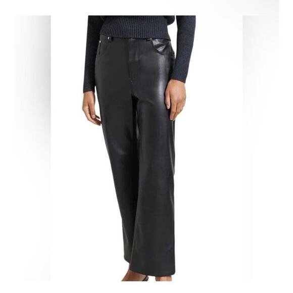 MODERN CITIZEN Faux Leather Straight Leg Pants Size Large in Black NWOT - Picture 1 of 8